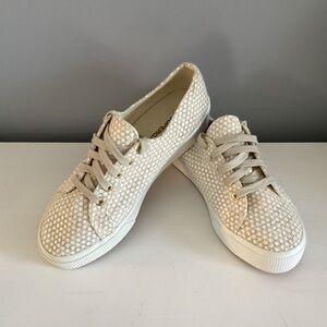 White Superga Platform Sneakers White & Gold 6 NWOT